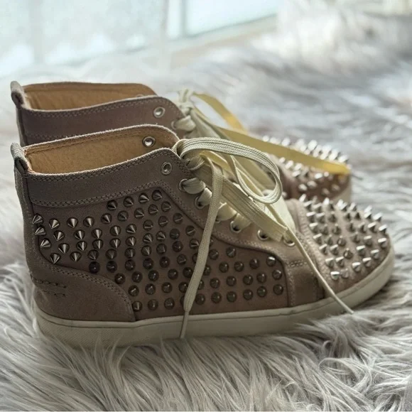 Christian Louboutin Veau Velour Spiked Sneakers - Picture 5 of 12